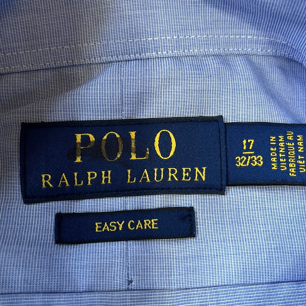 (241)New Mens long sleeve casual shirt by Polo Ralph Lauren. Size 17-32/33. Blue - Picture 6 of 8